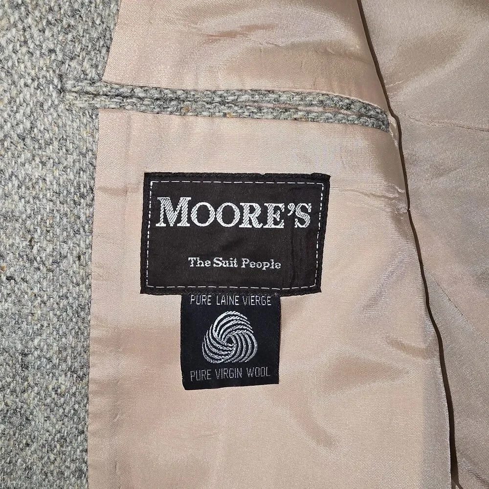Moores Harris Tweed Blazer Mens Herringbone Pure Virgin Wool Sport Coat Jacket